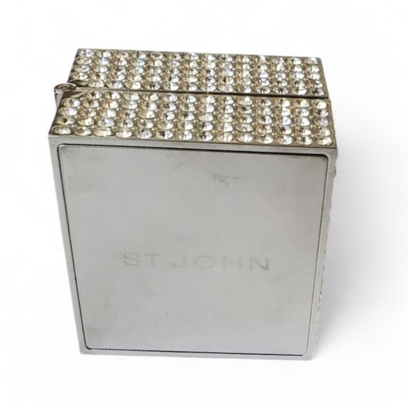 Saint John Mother of Pearl, Jeweled, Hinged Desk Clock With a Photo Insert - Picture 3 of 7